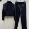 Women's Two Piece Pants Designer Brand 2023 Autumn/winter New Old Flower Knitted Lapel Coat+pants Set High Quality Fashionable d JEVP G80C