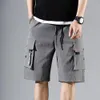 Cargoshorts voor heren Effen kleur Meerdere zakken Korte broek Zomer Elastische tailleband Cargoshorts met trekkoord Casual herenshorts c419#