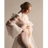 Tulle moderskapsklänningar långärmad pografis dressing graviditet klänningar för po skjuter gravid kvinna prom klänning ruffles robe 240309