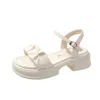 Dress Shoes 2024 Women's Female Ankle Strap Buckle Sandals Summer Women Round Toe High Heels Fashion Ladies Wedges Girls