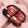 Mini pincéis de maquiagem conjunto 5 pçs sombra de olho fundação pó cílios lábio corretivo blush compõem escova conjunto viagem portátil macio 240314