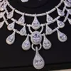 Ketting Oorbellen Set Luxe Micro Grote Kubieke Zircoina Verharde Briljante Accessaries Voor Bruiloft Dubai Nigeria CZ Kristal