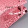 Women Handbag BK L High Gloss Cherry Blossom Powder Two-point Crocodile Fully Handcrafted High Definition Belly Bk