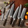 Knives Damascus Steel Chef Slicing Kitchen Knife Butcher Meat Cleaver Sharp Knives Chopping Fruit Fish Vegetable Cutting BBQ