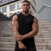 2023 été nouvelle marque hommes ourlet incurvé couleur unie gymnases cordes gilet musculation vêtements Fitn homme réservoirs hauts 990U #