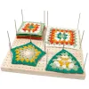 Hantverk Trävirkablockering av brädet med 5 stålstift 2 Stativ Sticking Artworks Granny Squares Crochet Board Crafting Lovers Presents