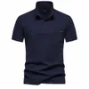 aiopeson 2023 New Summer Men's 100% Cott Single Pocket Shirts Casual Short Sleeve Turndown Collar Polos Man N8qP#