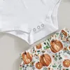 Clothing Sets 3Pcs Infant Baby Girl Halloween Outfits Pumpkin Letter Print Romper Bodysuit Ruffle PP Shorts Headband Clothes Set