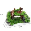 Dekorationer Fish Tank Harts Moss Bridge Fish Play Cave Decoration FSH Tank Aquarium Decoration Turtle Tank Landscape Rockery Mountain View