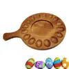 Kitchen Storage 16 Holes Wood Round Platter Serving Tray Ruffle Egg Deviled Plate Escargot Snail Dish Soup