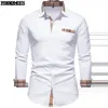 PARKLEES Autunno Plaid Patchwork Camicie formali per uomo Slim manica lunga Camicia bianca con bottoni Abito da ufficio Camisas 240322