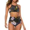 Bikini floral violet pour femmes Set Midnight Forest String Swimsuit Sexy Sexy High Wishing Printed Funny Beach tenues de plage