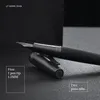 LT Hongdian 6013 Black Metal Fountain Pen Mens 비즈니스 Eff Curved Nib 회전 캡 사무실 선물 잉크 240229