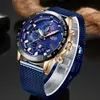 LIGE mode hommes montres haut de gamme montre-bracelet de luxe horloge à Quartz montre bleue hommes étanche Sport chronographe Relogio Masculino C295n