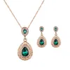 Ensemble de boucles d'oreilles et collier en forme de gouttelette de cristal, ensemble de bijoux de mariée, accessoires pour femmes