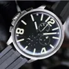 クラシックスタイルの男性腕時計45mmブラックダイヤン日本クォーツクロノグラフ洗練されたスチールケースプレミアムラバーストラップ高品質8111-2903