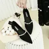 Casual Schoenen Gestreept Microfiber Ballet Dames Parel Riem Flats Vrouwen Groen Loafers Puntschoen Mocassins Femme Jurk Ballerina