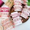 Akcesoria do włosów 8pcs/lot dzieci klipsy różowe kwiatowe kokardki dla dziewcząt Koreańska tkanina księżniczki Barrettes Dzieci