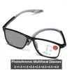 Solglasögon vintage TR90 pochromiska läsglasögon anti blått ljus multifokal presbyopia glasögon färg som förändras långt nära synen glasögon