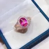 Cluster-Ringe, VVS-Grade-Rosa-Topas-Ring für den täglichen Gebrauch, 6 mm, 8 mm, 1 Karat Silber, klassischer 925-Schmuck, Geschenk für Frau