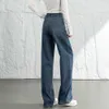 Xin Ge Tian Si Ma Wijde Pijpen Jeans Voor Dames Lente 2024 Nieuwe Hoge Taille Afslanken Pocket Geborduurde Losse Rechte pijpen Broek