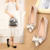 Casual Shoes Woman Flat Elegant Comfortable Lady Fashion Shallow Mouth Flower Bow Pointed Toe Women Soft