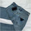 Kvinnors jeans lyx varumärke 2022 mode kvinnor blå hög midja gata slitage bred ben jean kvinnlig byxa rak denim byxor 01 drop del ot41s