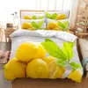 Housse De Couette Bedding Set Fruit Lemon Blue Green Winter Duvet Pillowcases Light Color Bedroom Comforter Cover Dropship