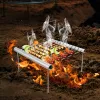 Grills Mini-barbecue portable, support pliable en acier inoxydable, accessoires de barbecue pliables pour la maison et le parc en plein air