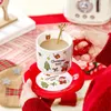 Mugs Christmas Ceramic Cup Coffee and Saucers With Spoon Utsökt Xmas Gift Afternoon Tea Cups Santa Claus Breakfast Milk