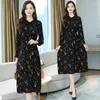 Casual Dresses 2024 Elegant Women Party Long Sleeve Dress Spring Autumn Black Floral Chiffon Dot Boho Midi Vintage Bodycon Maxi Vestidos