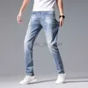 Calça jeans masculina designer primavera/verão nova moda casual pequena perna reta elástica slim fit jeans para homem calças versáteis