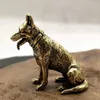 장식 인형 1pc 놋쇠 금속 럭키 포춘 개 조각상 작은 장식 작은 강아지 늑대 중국 데스크탑 티 애완 동물 집 장식