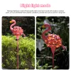 Filme decoração do jardim metal flamingo luzes solares ao ar livre luzes do jardim caminho rosa flamingo estaca com luzes led gramado quintal decoração
