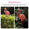 Film de décoration de jardin en métal, lampes solaires de flamant rose, lumières de jardin d'extérieur, piquet de flamant rose avec lumières LED, décoration de pelouse et d'arrière-cour