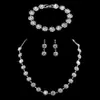 Brides New Fashion Flower Diamond Necklace Earrings Bracelet Set N5662