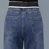 Damen-Jeans, Damen-Jeans, Fleece-gefüttert, plus lässiger Stil, blau, gerade, hohe Taille, Damenhose
