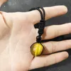 Pendant Necklaces Men Yellow Tiger Eye Stone Round Bead Black Rope Chain Necklace Wholesale Jewelry For Women Drop Delivery Pendants Ot5Rh