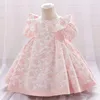 Vestidos de niña de manga corta para niño, vestido de 1 año de cumpleaños para ropa de bebé, vestido de fiesta de princesa con lazo grande para bautismo de 0 a 2 años