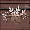 Hair Clips Barrettes Trendy Leaf Headband Luxury Crystal Pearl Rhinestone Comb Clip For Women Prom Bridal Accessories Jewelry Pin Drop Ot3Mp