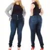 Jeans lunghi skinny neri grigi con bottoni taglie forti 4XL 5XL Pantaloni da donna skinny a vita alta elasticizzati a vita alta pantaloni da donna 240320