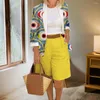 Survêtements pour femmes Femmes Outfit Mince Summer Casual Impression Blazer Manteau Shorts Set Streetwear