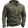 Men's Hoodies Sweatshirts Tops Men Splice V Neck Casual Loose Regular Thick Top Full Sleeve Button Sweatshirt Simple Autumn Winter 2024