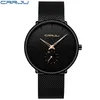 CRRJU Top Brand Luxurz Quartz Assista Men Black Japão Black Japão Watch Aço inoxidável Face Ultra Fin Clock Relogio Novo NIC3552