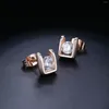 Boucles d'oreilles en zircone cubique pour femmes, Style Simple, couleur or Rose/argent, bijoux de mariage en cristal à la mode, DWE216