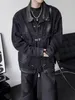 Reddachic 90 -talets mäns rumpa avgick denim Bomber Jacket Frayed Oversize Coat Distraed Black Hiphop Street Autumn Outwear O9uf#