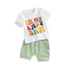 Kledingsets Cevoerf Baby Baby Boy Girl Kleding Set Mama S T-shirt met korte mouwen Tops Katoenen shorts 2-delige zomeroutfit