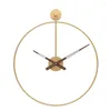 Настенные часы, простые скандинавские круглые металлические часы, бесшумные подвесные часы для дома, кухни, гостиной, домашнего офиса, украшения Mo