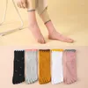 Chaussettes à cinq doigts pour femmes, dessin animé, mignon, bout fendu, respirant, pur coton, vêtements quatre saisons