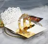 50 stks Laser Gesneden Trouwkaarten Kaart 3D Tri-Fold Kant Hart Elegante Wenskaarten Bruiloft Gunst Decoratie